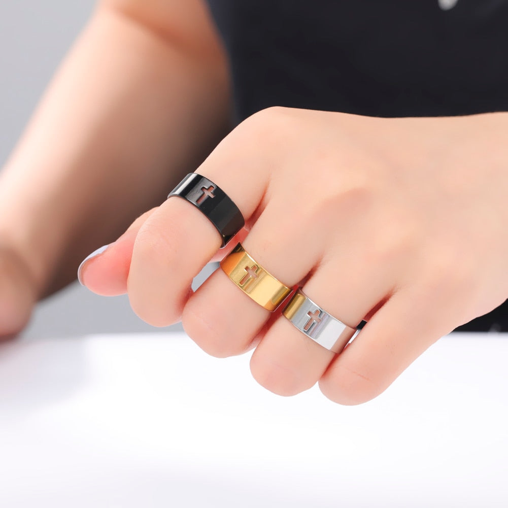 Christian Stainless Steel Cross Laser Cut Ring Jewelry | Budget2Beauty