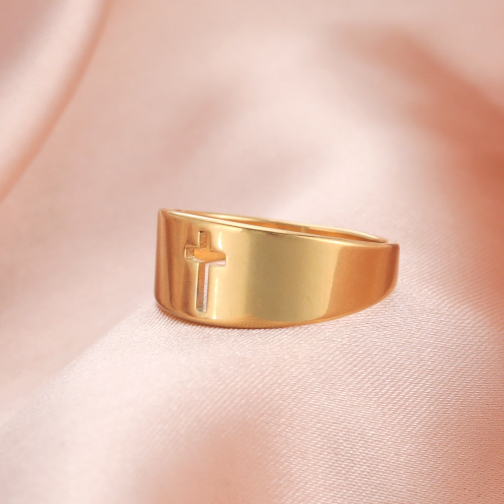Christian Stainless Steel Cross Laser Cut Ring Jewelry | Budget2Beauty