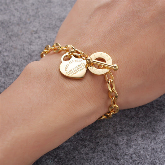 Engraved Stainless Steel Heart Shaped Christian Biblical Verse Bracelet, Proverbs 4:23 | Budget2Beauty