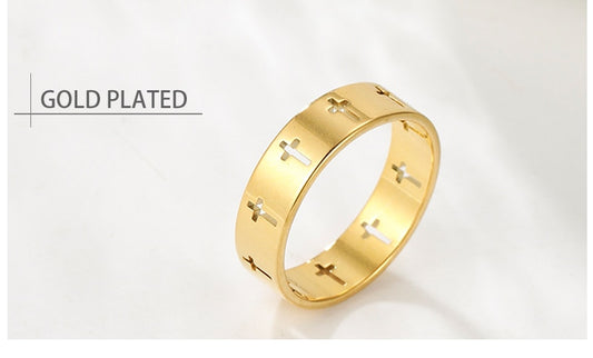Christian Stainless Steel Cross Laser Cut Ring Jewelry | Budget2Beauty