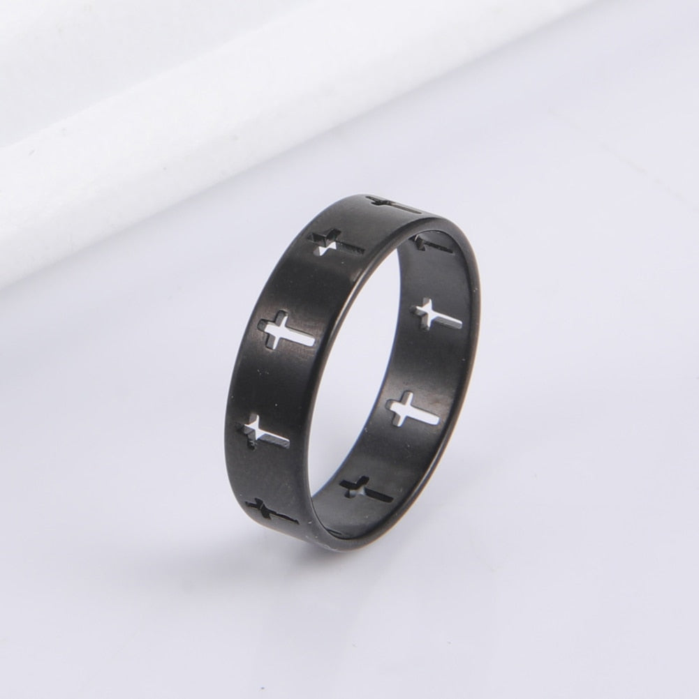 Christian Stainless Steel Cross Laser Cut Ring Jewelry | Budget2Beauty
