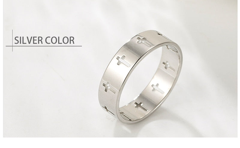 Christian Stainless Steel Cross Laser Cut Ring Jewelry | Budget2Beauty