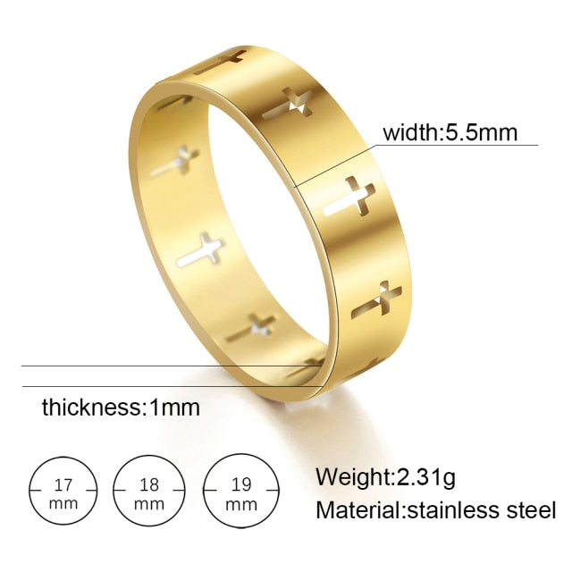 Christian Stainless Steel Cross Laser Cut Ring Jewelry | Budget2Beauty